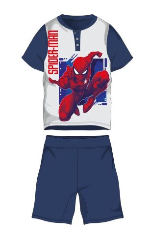 Spiderman zomer korte mouw kinderpak - katoenen jersey pyjama - donkerblauw-wit - 122