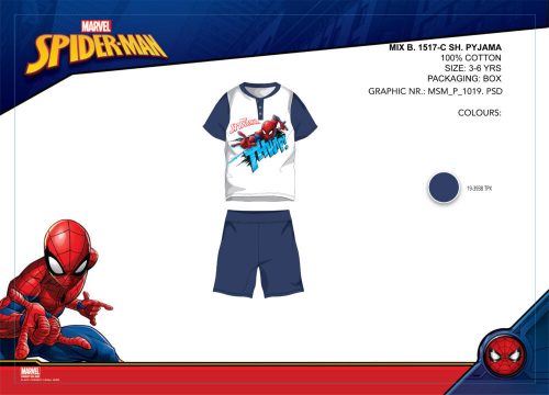 Spiderman zomer korte mouw kinderpak - katoenen pyjama - donkerblauw