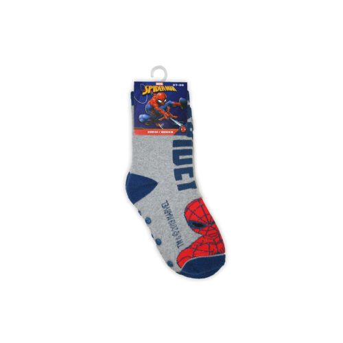 Antislip kinder enkelsokken - Spider-Man - pluche - Spider-Man - grijs - met Spidey tekst - 23-26