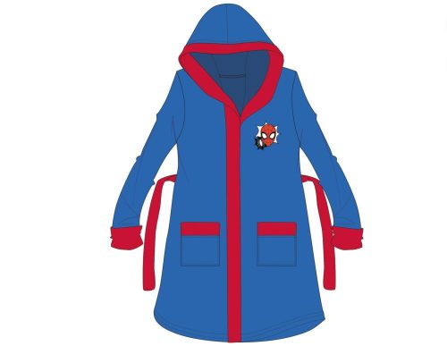 Spiderman katoenen badjas met capuchon voor kinderen - middelblauw - 122-128