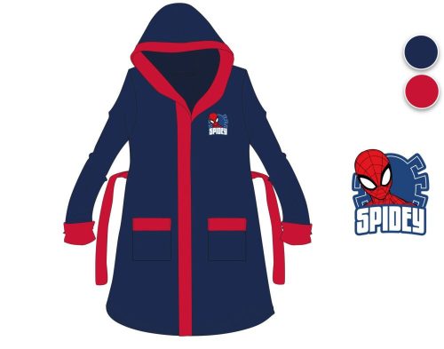 Spiderman katoenen badjas met capuchon voor kinderen - donkerblauw - 98-104