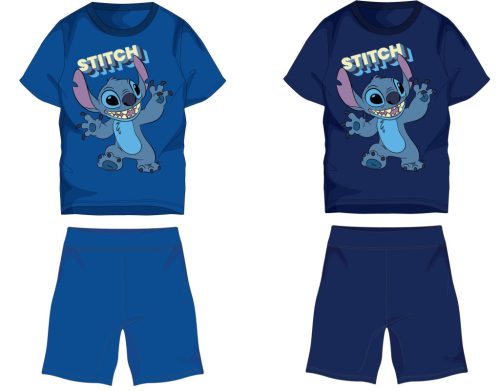 Disney Stitch katoenen zomeroutfit - T-shirt en korte broek set - middelblauw - 104