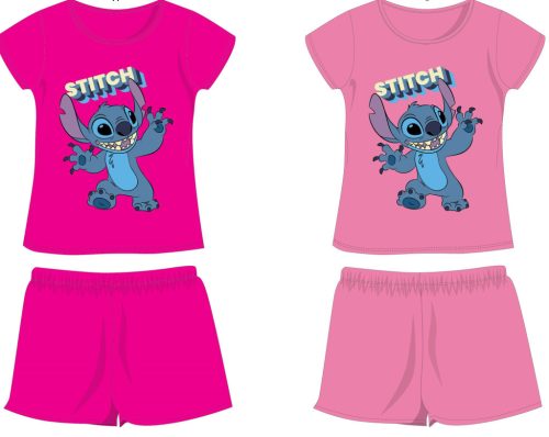 Disney Stitch katoenen zomeroutfit - T-shirt en korte broek set - roze - 98