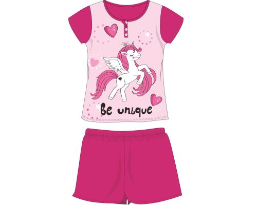 Zomer korte mouw kinderkatoenen pyjama - Eenhoorn - roze - 134