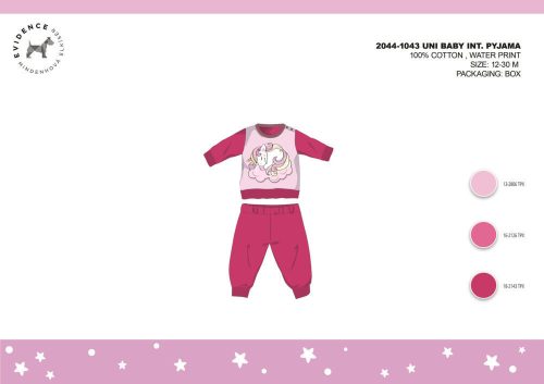 Winter katoenen interlock baby pyjama - Eenhoorn - roze - 92