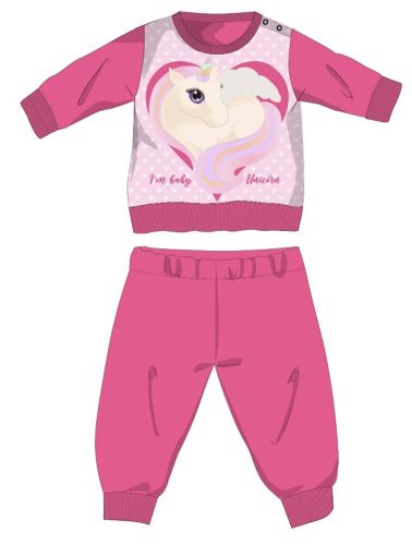 Eenhoorn winterse katoenen baby pyjama - interlock pyjama - roze - 92