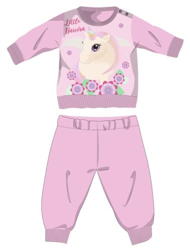 Eenhoorn winterse katoenen baby pyjama - interlock pyjama - lichtroze - 92