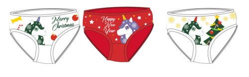 Eenhoorn kerstmeisjesonderbroek - 3-delige katoenen onderbroek