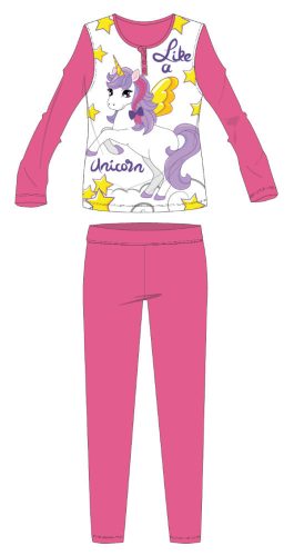 Eenhoorn lange dunne kinderpyjama - katoenen jersey pyjama - roze - 98