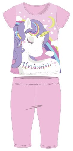 Eenhoorn mouwloze zomer kinderkatoenen pyjama - katoenen pyjama - lichtroze