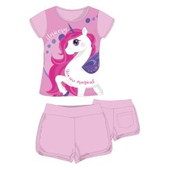   Eenhoorn katoenen zomeroutfit - T-shirt-korte broek set - lichtroze - 98