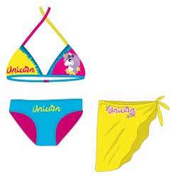   Eenhoorn badpak set - bikini met driehoekig bovenstuk + rokje voor meisjes - turquoise-roze-geel - 128