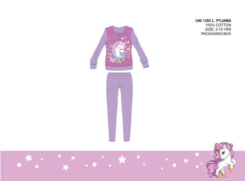 Eenhoorn winter dunne katoenen kinderpyjama - jersey pyjama - paars - 116