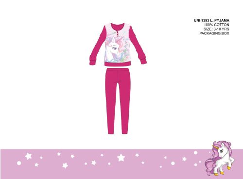 Eenhoorn winter dunne katoenen kinderpyjama - jersey pyjama - roze - 104