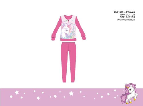 Eenhoorn winter dunne katoenen kinderpyjama - jersey pyjama - roze - 122