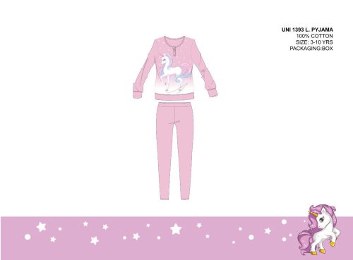 Eenhoorn dunne katoenen kinderpyjama - jersey pyjama - lichtroze - 122
