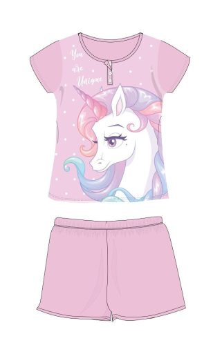 Eenhoorn zomer korte mouw kinderkatoenen pyjama - katoenen jersey pyjama - paars - 116