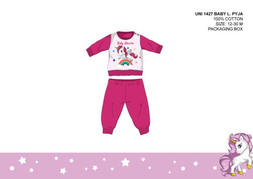 Eenhoorn baby pyjama - jersey katoenen pyjama - roze - 92