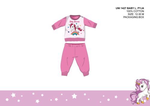 Eenhoorn baby pyjama - jersey katoenen pyjama - roze - 98
