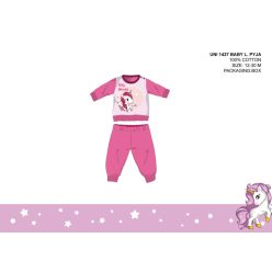   Eenhoorn baby pyjama - jersey katoenen pyjama - donkerroze - 92