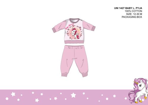 Eenhoorn baby pyjama - jersey katoenen pyjama - lichtroze - 92