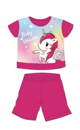 Eenhoorn zomerse korte mouwen baby pyjama - katoenen jersey pyjama - roze - 98