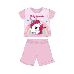   Eenhoorn zomerse korte mouwen baby pyjama - katoenen jersey pyjama - lichtroze - 92