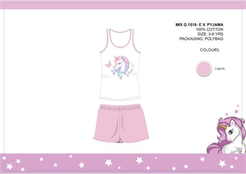 Eenhoorn zomer mouwloze kinderkatoenen pyjama - katoenen pyjama - lichtroze - 116
