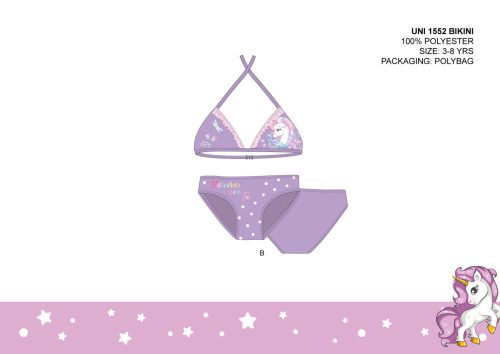 Eenhoorn meisjes tweedelig badpak - bikini met driehoekig bovenstuk - lichtpaars - 110