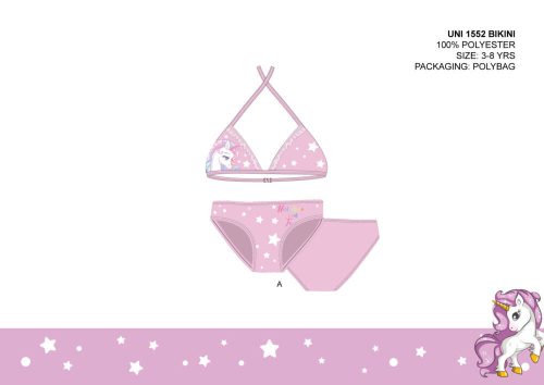 Eenhoorn tweedelige badpak voor meisjes - bikini met driehoekig bovendeel - lichtroze - 116