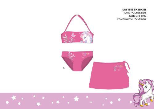 Eenhoorn badpak set voor meisjes - bikini + rokje - roze - 122